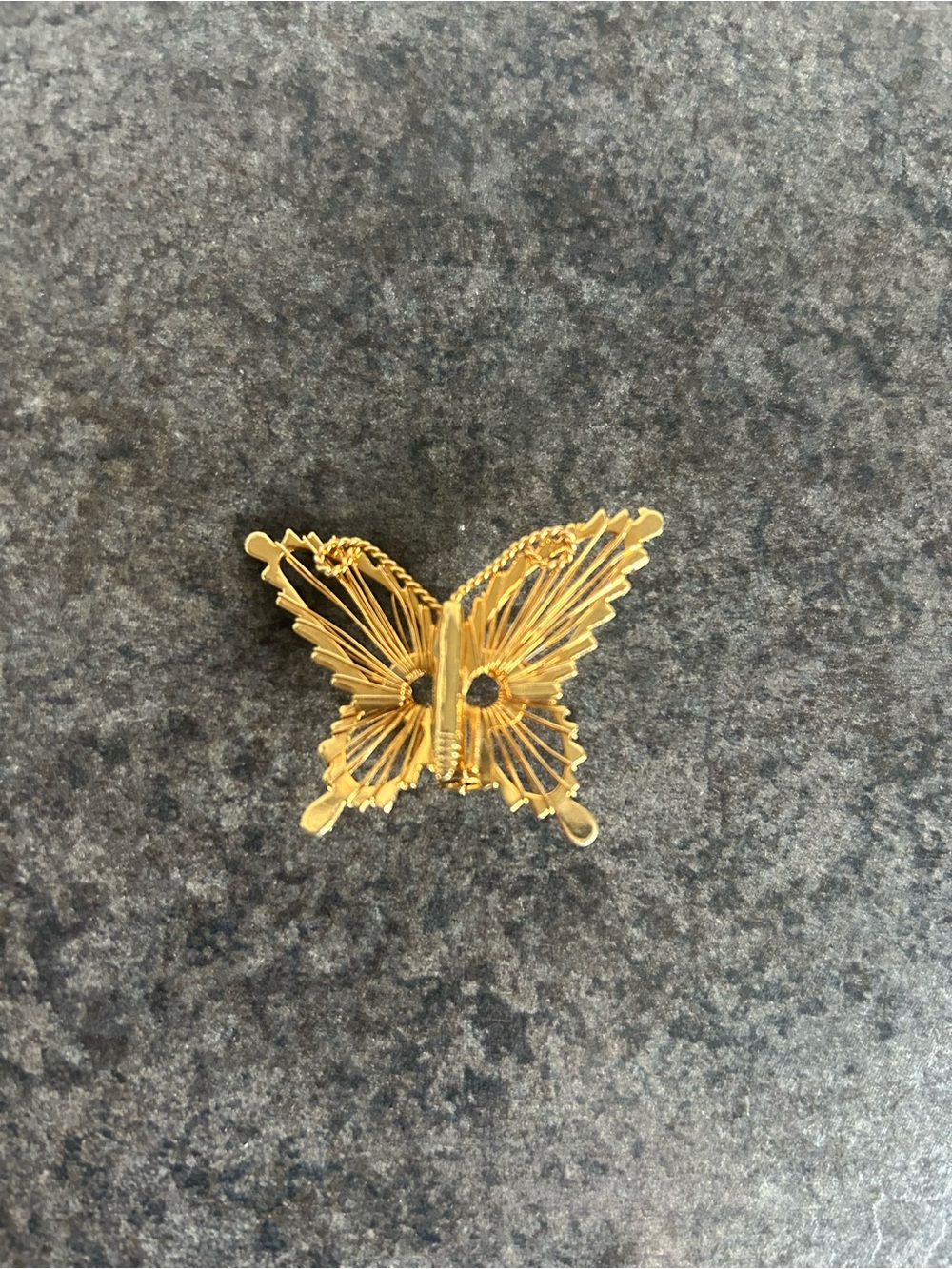 Gold Filigree Butterfly Brooch - Elegant Costume Jewelry